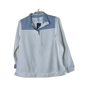Crown‎ & Ivy white blue 1/4 button sweatshirt sweater 1X NEW